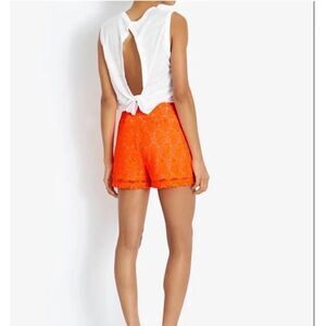 A.L.C. Sandro Floral Lace Shorts in Neon Orange Pink - Size: 8